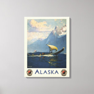Vintage Reizen Poster voor Alaska Noordelijke Stil Canvas Afdruk