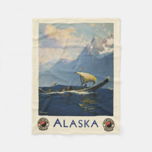 Vintage Reizen Poster voor Alaska Noordelijke Stil Fleece Deken
