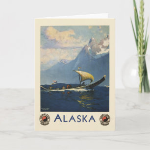 Vintage Reizen Poster voor Alaska Noordelijke Stil Kaart