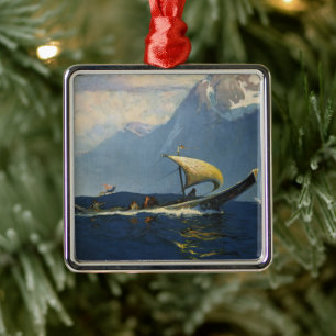 Vintage Reizen Poster voor Alaska Noordelijke Stil Metalen Ornament