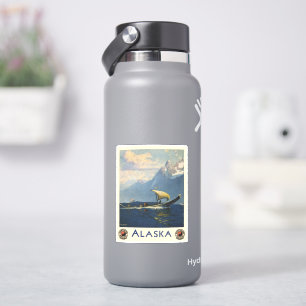 Vintage Reizen Poster voor Alaska Noordelijke Stil Sticker