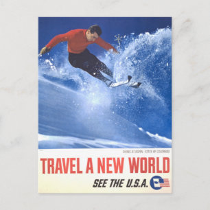 Vintage Reizen Poster voor Aspen, Colorado Briefkaart