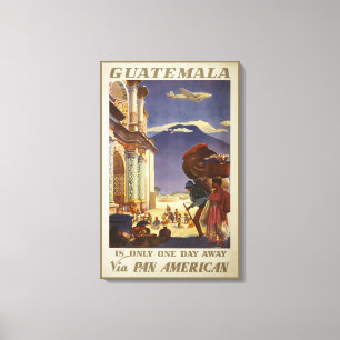 Vintage Reizen Poster voor Guatemala Canvas Afdruk
