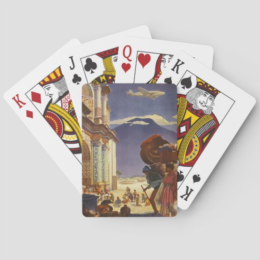 Vintage Reizen Poster voor Guatemala Pokerkaarten (Achterkant)