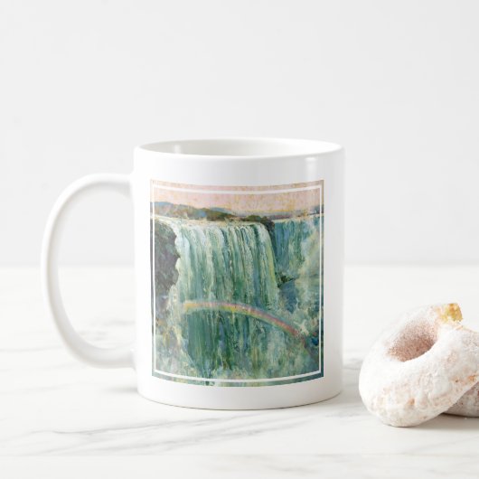 Vintage Reizen Poster voor Niagara Herfsten Koffiemok (Met donut)