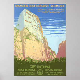 Vintage Reizen Poster voor Zion National Park