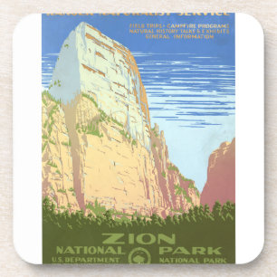 Vintage Reizen Poster voor Zion National Park Bier Onderzetter