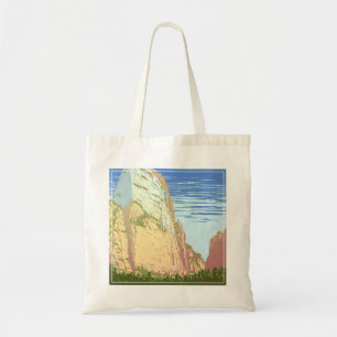 Vintage Reizen Poster voor Zion National Park Tote Bag