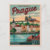Vintage Reizen Praag Stad Tsjechië Cadeaus Briefkaart (Voorkant)