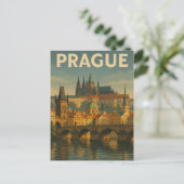 Vintage Reizen Praag Tsjechië Briefkaart (Staand voorkant)
