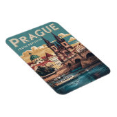 vintage reizen Praag Tsjechië cadeaus, boten Magneet (Rechterzijde)