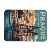 vintage reizen Praag Tsjechië cadeaus, boten Magneet (Horizontaal)