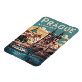 vintage reizen Praag Tsjechië cadeaus, boten Magneet (Linkerzijde)