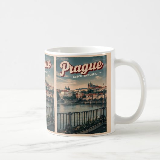 Vintage Reizen Praag Tsjechië Geschenken, Water Koffiemok (Rechts)