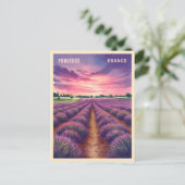 Vintage reizen Provence Frankrijk Lavendel Velden Briefkaart (Staand voorkant)