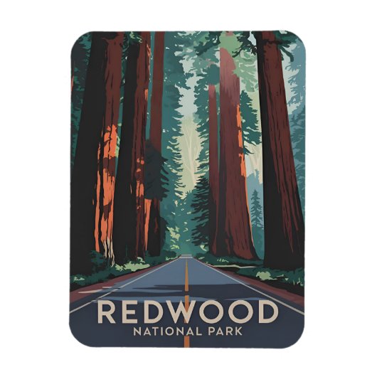 Vintage Reizen Redwood National Park Retro Schilde Magneet (Verticaal)