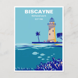 vintage reizen retro Biscayne nationaal park Briefkaart
