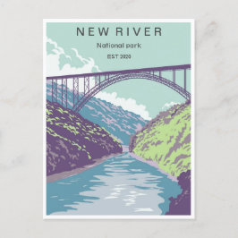 vintage reizen retro New River nationaal park Briefkaart