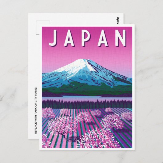 vintage Reizen retro waterverf Japan Briefkaart (Voorkant / Achterkant)