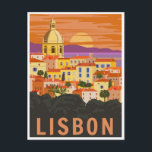 vintage reizen retro waterverf Lissabon Portugal Briefkaart<br><div class="desc">,  retro,  reizen,  modern,  waterverf,  klassiek,  Lissabon,  Lissabon,  Portugal, </div>