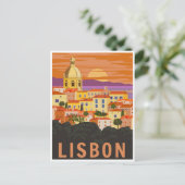 vintage reizen retro waterverf Lissabon Portugal Briefkaart (Staand voorkant)