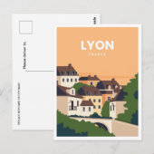 vintage Reizen retro waterverf Lyon Frankrijk Briefkaart (Voorkant / Achterkant)