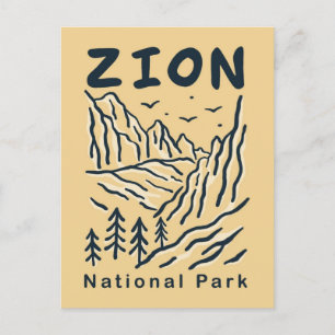 vintage reizen retro ZION nationaal park Briefkaart