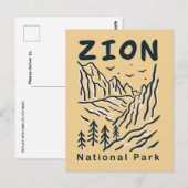 vintage reizen retro ZION nationaal park Briefkaart (Voorkant / Achterkant)