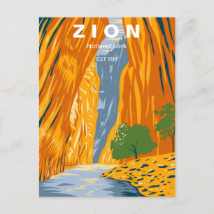 vintage reizen retro ZION nationaal park Utah Briefkaart