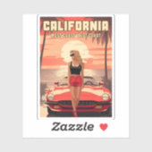 Vintage Reizen Retrowave 80s Californië Zonsonderg Sticker (Vel)