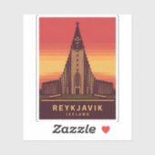 Vintage Reizen Reykjavik IJsland Hallgrimskirkja Sticker (Vel)