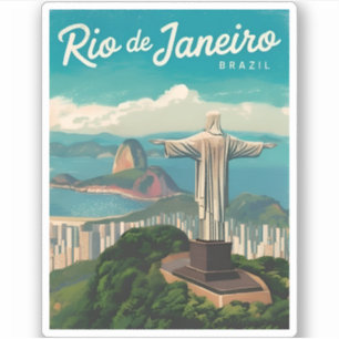 Vintage Reizen Rio de Janeiro Brazilië Retro Schil Sticker