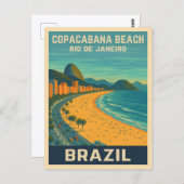 Vintage Reizen Rio de Janeiro Copacabana Beach Briefkaart (Voorkant / Achterkant)