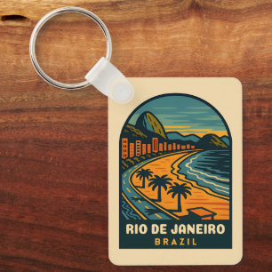 Vintage Reizen Rio de Janeiro Copacabana Beach Sleutelhanger