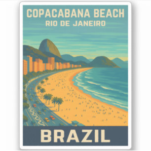 Vintage Reizen Rio de Janeiro Copacabana Beach Sticker