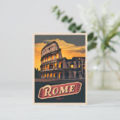 Vintage Reizen Rome Italië Colosseum Retro Schilde Briefkaart (Staand voorkant)