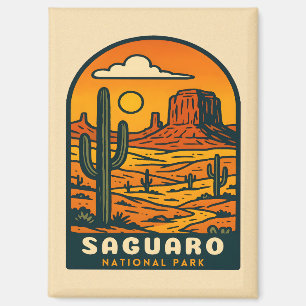 Vintage Reizen Saguaro Nationaal Park Arizona Retr Magneet