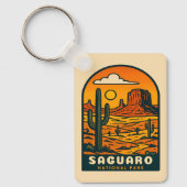 Vintage Reizen Saguaro Nationaal Park Arizona Retr Sleutelhanger (Voorkant)