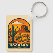 Vintage Reizen Saguaro Nationaal Park Arizona Retr Sleutelhanger (Achterkant)