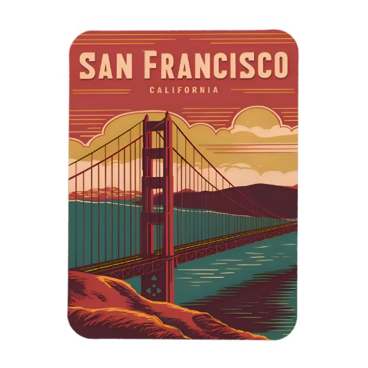 Vintage reizen San Francisco Golden Gate Bridge Magneet (Verticaal)
