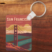 Vintage reizen San Francisco Golden Gate Bridge Sleutelhanger (Achterkant)