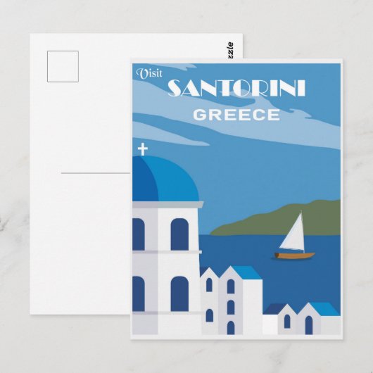 Vintage reizen Santorini Griekenland Briefkaart (Voorkant / Achterkant)