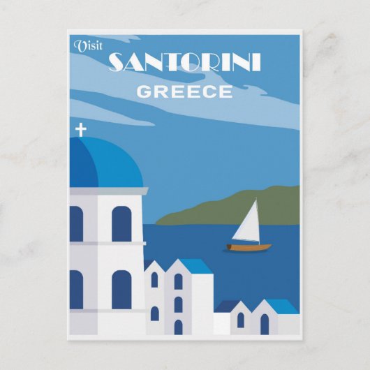 Vintage reizen Santorini Griekenland Briefkaart (Voorkant)