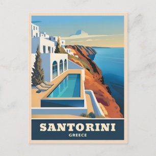 Vintage Reizen Santorini Griekenland Zeelandschap Briefkaart