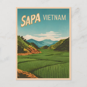 Vintage Reizen Sapa Vietnam Retro Schilderachtig Briefkaart