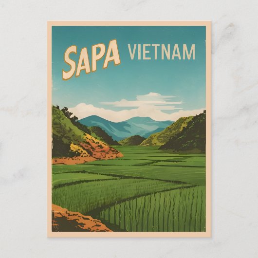 Vintage Reizen Sapa Vietnam Retro Schilderachtig Briefkaart (Voorkant)