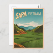 Vintage Reizen Sapa Vietnam Retro Schilderachtig Briefkaart (Voorkant / Achterkant)
