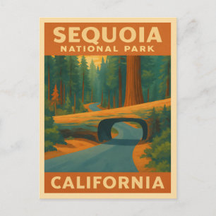 Vintage reizen Sequoia National Park Californië Briefkaart