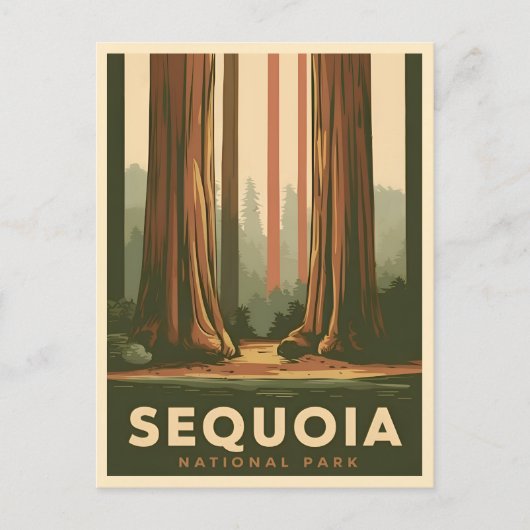 Vintage reizen Sequoia National Park Californië Briefkaart (Voorkant)
