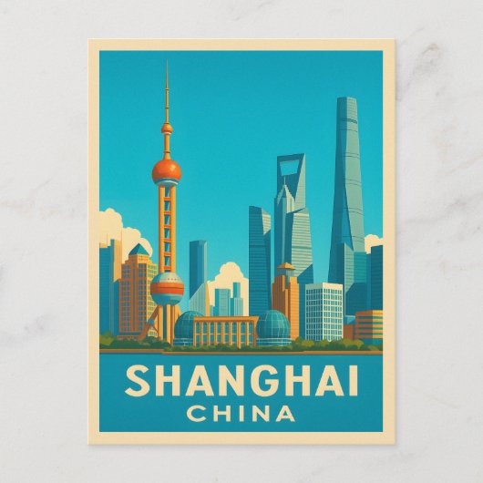 Vintage Reizen Shanghai China Retro Schilderachtig Briefkaart (Voorkant)